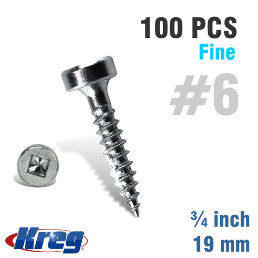 Kreg Pocket Hole Screws 75' #6 Fine Pan Head 100Ct