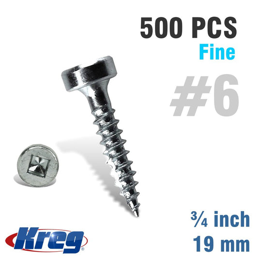 Kreg Pocket Hole Screws 75' #6 Fine Pan Head 500Ct