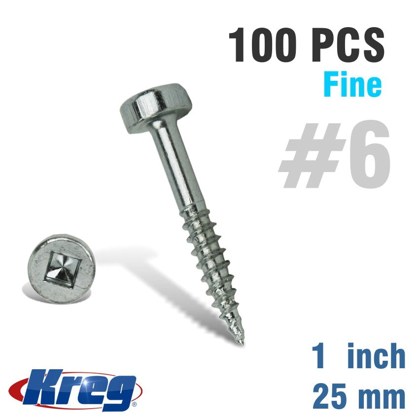 Kreg Pocket Screws 1' #6 Fine Pan Head 100Ct
