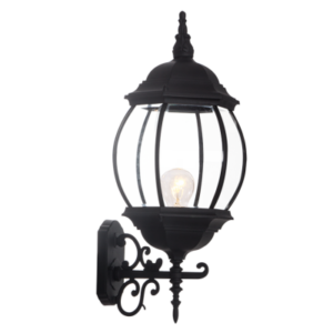 Brightstar L004 Black Up Facing Die Cast Aluminium Outdoor Lantern with Bevelled Glass