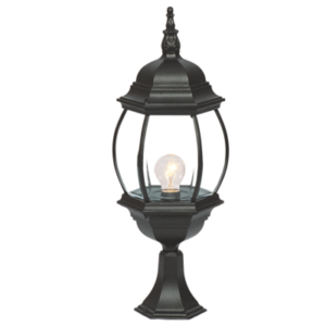 Brightstar L005 Black Die Cast Aluminium Pole Lantern with Bevelled Glass (IP44, 650mm Height)
