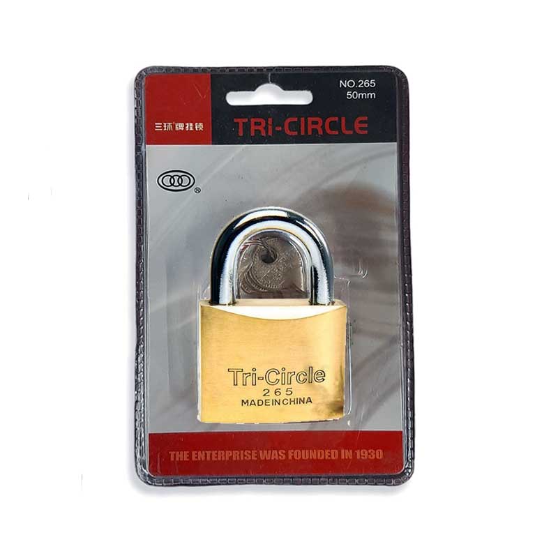 Lock Padlock Tricircle Brass 50Mm Blist 265C