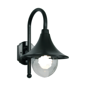 Brightstar L159 Black Aluminium Outdoor Wall Bracket with Clear Polycarbonate Cover