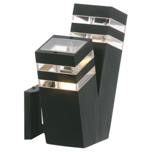 Brightstar L174 Black Die Cast Aluminium Up Facing Wall Lantern with Energy Saving Lamps (IP44)