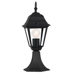 Brightstar L204 Black Die-Cast Aluminium 4-Panel Pillar Lantern (IP44, 1 x 60W ES)