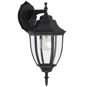 Brightstar L223 Black Die-Cast Aluminium 6-Panel Down Facing Outdoor Lantern (IP43, 1 x 60W ES)