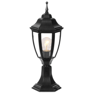 Brightstar L224 Black 6 Panel Die Cast Aluminium IP44 Pillar Lantern