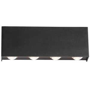 Brightstar L249 Black Aluminium LED Outdoor Wall Bracket with Up/Down Glass and 3000K LEDs