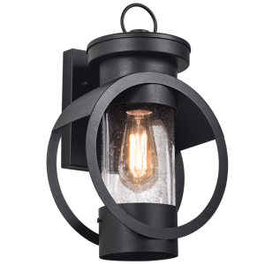 Brightstar L350 Black Outdoor Metal Lantern with Clear Speckled Glass, IP44