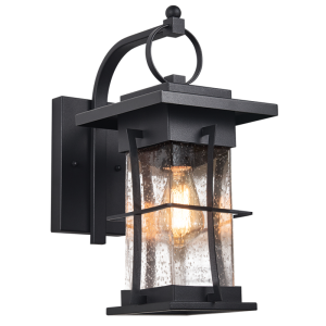 Brightstar L351 Black Outdoor Lantern with Clear Speckled Glass (IP44)