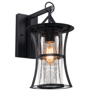 Brightstar L352 Black Iron and Clear Speckled Glass IP44 Outdoor Lantern