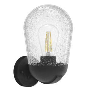 Brightstar L371 Matt Black Up Facing Aluminium Lantern with Speckled Glass (IP44)