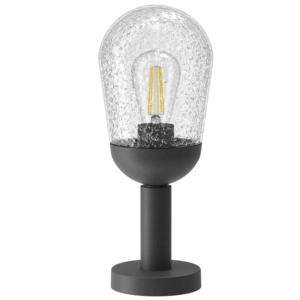 Brightstar L373 Matt Black Aluminium Outdoor Pillar Lantern with Clear Speckled Glass
