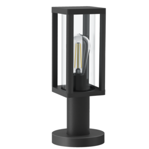 Brightstar L374 Matt Black Die-Cast Aluminium Pillar Lantern with Clear Glass