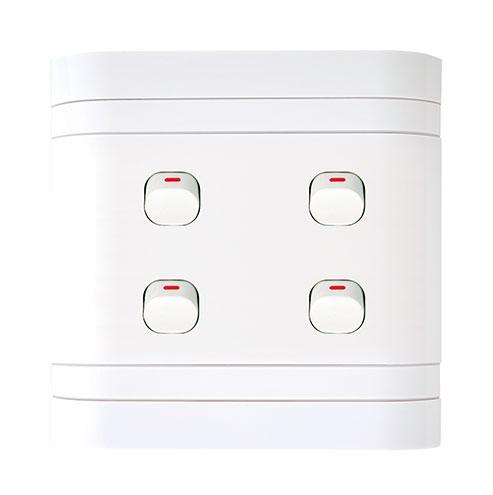 Lesco Cover Strip 4 Lever, 2 Way Switch - Square