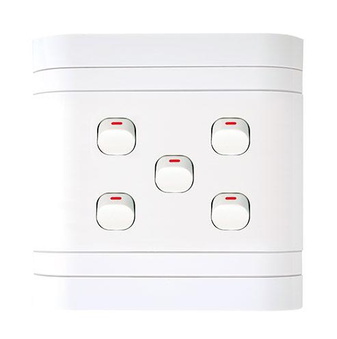 Lesco Cover Strip 5 Lever, 1 Way Switch - Square