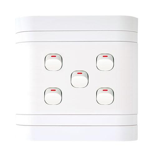 Lesco Cover Strip 5 Lever, 2 Way Switch - Square