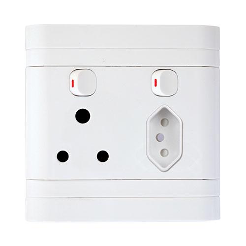 Lesco Cover Strip Monobloc Double Switched Socket 1X16A