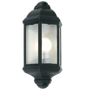 Brightstar L5001 Black Half Lantern Die Cast Aluminium Outdoor Wall Light