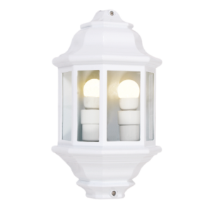 Brightstar L5002 Die Cast Aluminium 5 Panel Half Lantern with Clear Glass (IP44, 2 x 60W ES)