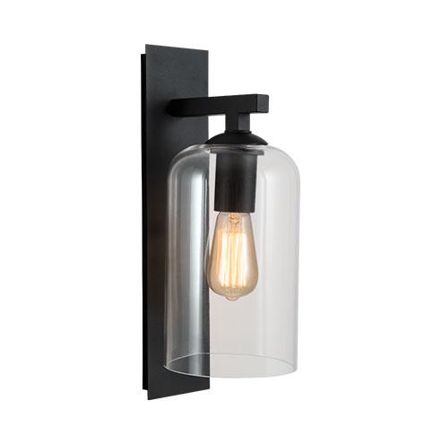 Down Facing Metal Lantern With Clear Glass - Black
