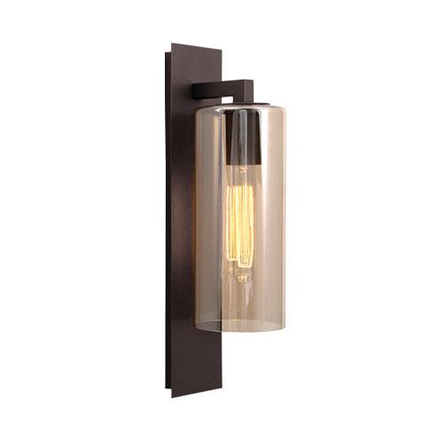 Down Facing Metal Lantern With Amber Glass - Coffee