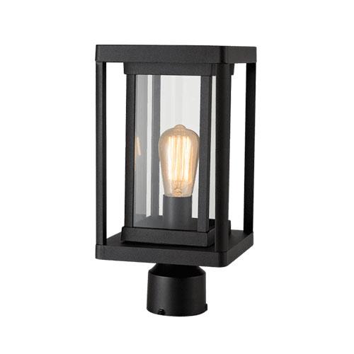 Pillar Aluminium Lantern With Clear Glass - Black