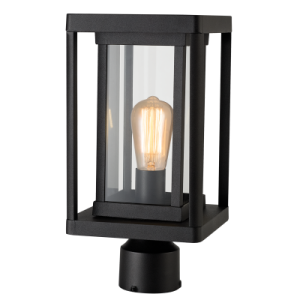 Brightstar L511 Black Die-Cast Aluminium Outdoor Pole Lantern with Clear Glass (IP54)
