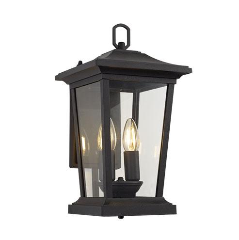 Down Facing Aluminum Lantern With Clear Glass - Black