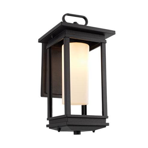 Down Facing Aluminum Lantern With Frosted Glass - Black