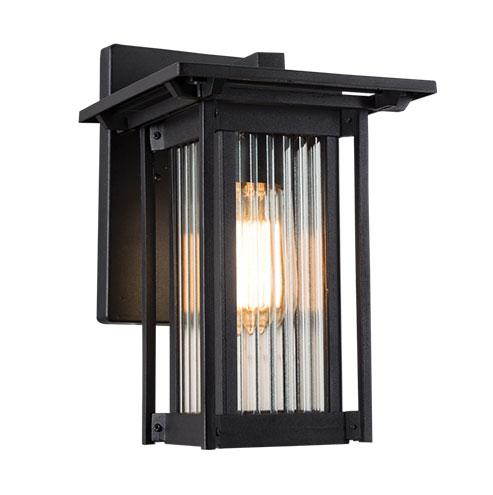 Down Facing Aluminium Lantern With Opaque Glass - Black