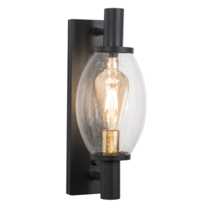 Brightstar L522 Black Outdoor Metal Lantern with Clear Speckled Glass (IP54, 1 x 60W ES)