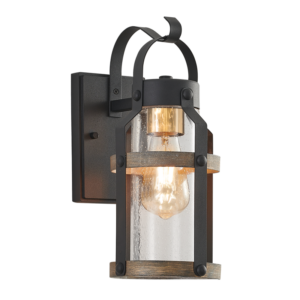 Brightstar L525 Black Outdoor Metal Lantern with Speckled Glass, IP54, 60W (11W) ES