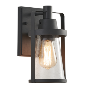 Brightstar L528 Black Outdoor Metal Lantern with Clear Speckled Glass, IP54