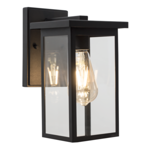 Brightstar L534 Black Outdoor Metal Lantern with Clear Glass, IP54, 60W (11W) ES