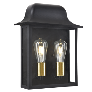 Brightstar L542 Black IP54 Aluminium and Metal Outdoor Lantern with Clear Glass (2 x 60W ES)