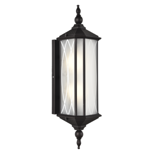 Brightstar L543 Black Up-Facing Outdoor Lantern with Patterned Frosted Glass, IP54