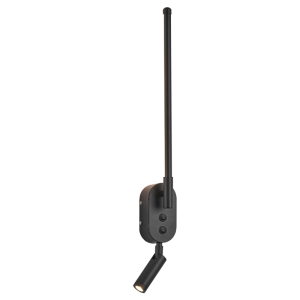 Brightstar WB554 BLACK Aluminium and PMMA Linear Wall Light with Rotatable Spotlight Arm