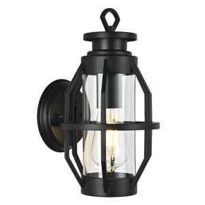Brightstar L571 Black Aluminium and Clear Glass Outdoor Lantern (IP44)