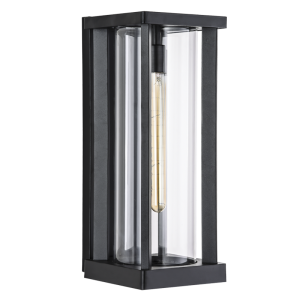 Brightstar L574 Black Outdoor Wall Mount Lantern (Aluminium & Clear Glass, IP44)