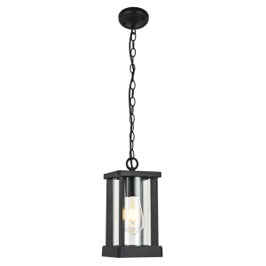 Brightstar L575 Black Aluminium and Clear Glass Hanging Outdoor Lantern (IP44)