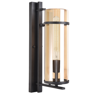 Brightstar L585 Black Outdoor Metal Lantern with Amber Glass, IP54