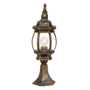 Brightstar L8083 Die-Cast Aluminium Outdoor Pillar Light with Bevelled Glass (Black/Black Gold, IP33)