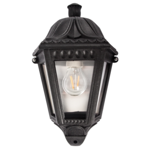 Brightstar L9008 Black PVC Half Lantern with Clear Polycarbonate Panels, IP44