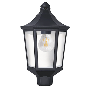 Brightstar L9009 Black Half Lantern with Clear Polycarbonate Panels (IP44)
