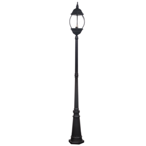 Brightstar LFL006/1 Black Die-Cast Aluminium Standing Lantern with Clear Bevelled Glass, IP44
