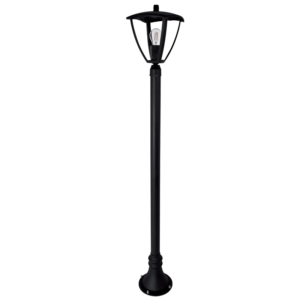 Brightstar LFL014/1 Black 4-Panel Die-Cast Aluminium Standing Lantern with Clear Polycarbonate, IP44