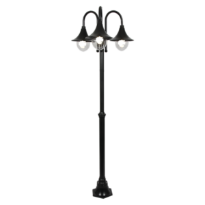 Brightstar LFL019 Black Aluminum Standing Lantern with Clear Polycarbonate Cover (IP44, 3 x 60W ES)