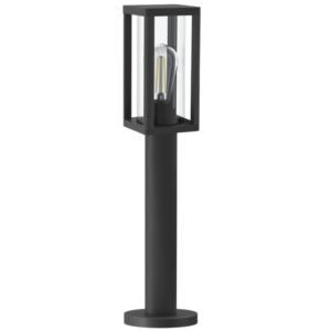 Brightstar LFL027 Matt Black Aluminium IP44 Standing Lantern with Clear Glass