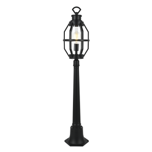 Brightstar LFL038 Black Aluminium and Clear Glass IP44 Standing Lantern (1200mm, 60W ES)